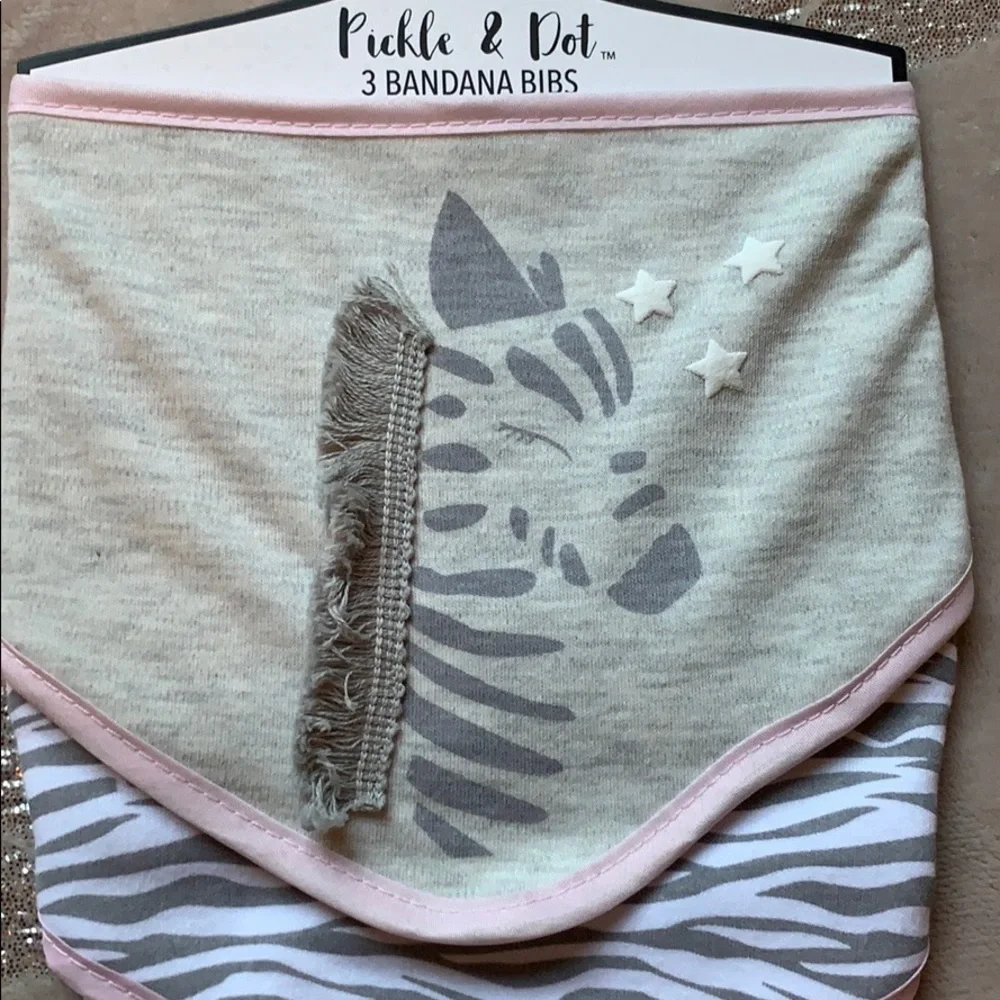 Pickle & Dot Baby Girl Bandana Bibs Set of 3 NWT